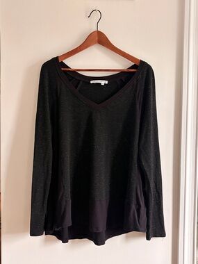MELISSA NEPTON Black Sparkle V-Neck Long Sleeve Top